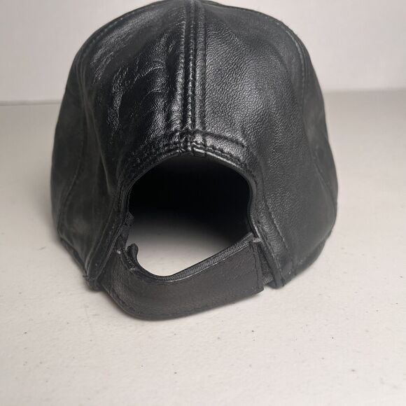 Jaguar Hat Baseball Cap Leather Adjustable Black Embroidered Yellow Logo Clean - Picture 6 of 12
